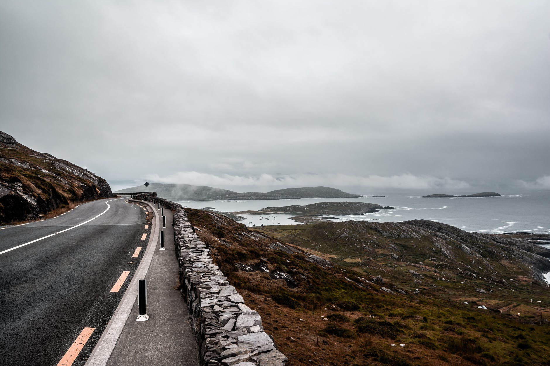 Driving along Irish coastal roads